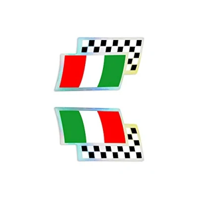Imagen de 4R Quattroerre.it 14108 Etiqueta Adhesiva 3D Bandera Delgado Italia Ajedrez DX SX HQ, 40 x 25 mm
