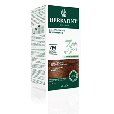 Imagen de Herbatint Gel colorante permanente 3 dosis, 300 ml 7 m rubio caoba, sin amoniaco, para pieles sensibles, cobertura 100% de cabellos blancos, con 8 extractos naturales biológicos