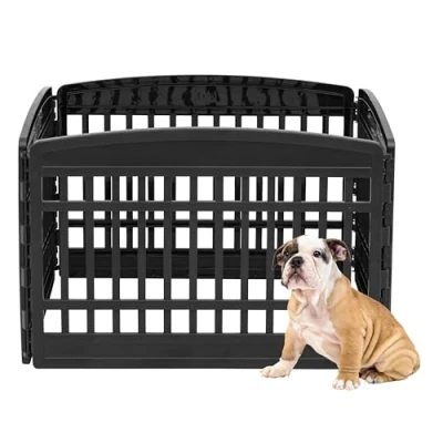 Imagen de Iris Ohyama Parque para Perros con 4 Paneles, H60cm, Negro, Jaula Gatos, Vallas, Corralito, Interiores, Exteriores, Conejo, Cercado, Corral Perro, Mascotas, rejas, CI 604E Panel
