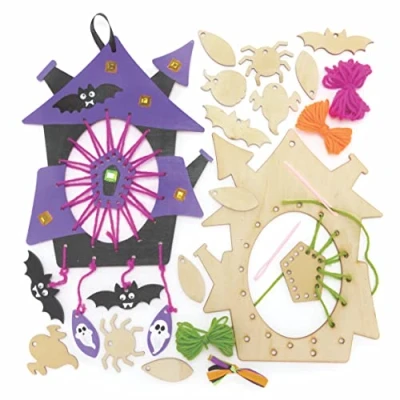 Imagen de Baker Ross FE741 Kits de Manualidades Atrapasueños Madera Halloween Paquete 4, Kit para Hacer tu propia Tarjeta, Arte y los Niños