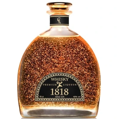 Imagen de CONDE LUMAR 1818 Whisky 12 años Malta Oro 23K Original Regalo Añejado en Barricas de Bourbon &amp; Oloroso jerez Premium Liqueur con Certificado 40% Vol 70 cl Sin Estuche