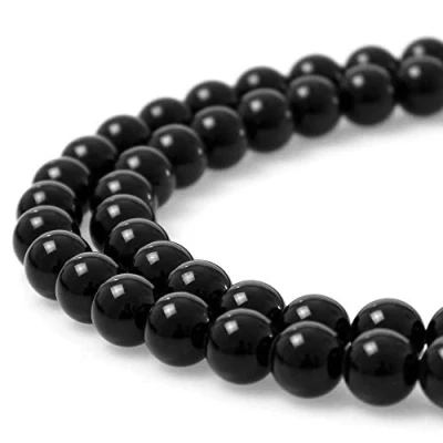 Imagen de MJDCB 4mm 85 piezas Cuentas de Piedra Acupuntura Negra Redondas Sueltas Piedras Semipreciosas Naturales para Hacer Joyas Pulseras Collares
