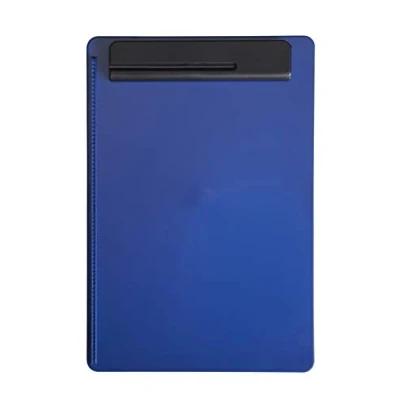 Imagen de Carpeta Maul de plástico, resistente a los golpes, tamaño A4, con soporte papel la izquierda y portalápices, color azul negro