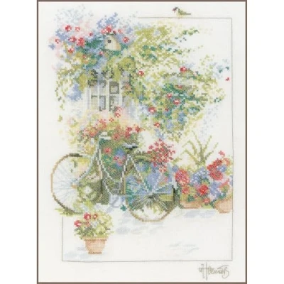 Imagen de Vervaco Flores Y Bicicleta, Aida, Blanc, 19.600000000000001 x 13.8 0.6 cm