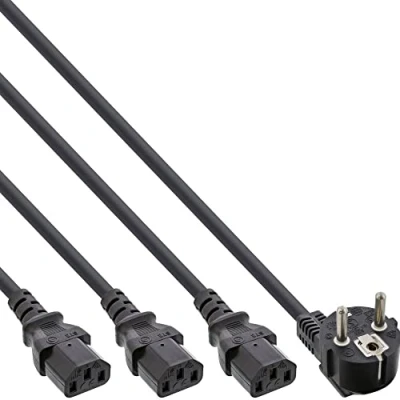 Imagen de InLine 16655V Cable (5 m, Male connector / Female connector, C13 acoplador, NEMA 1 15P, 125 V, Negro)