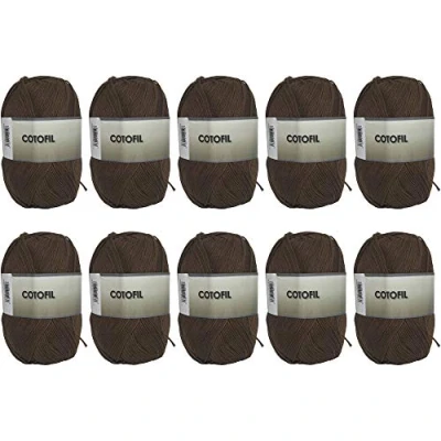 Imagen de Hilo Ovillo de Cotofil 100% Algodón perfecto para DIY y tejer a mano (Color Chocolate 100 g, aprox. 250 metros Pack 10 pcs)