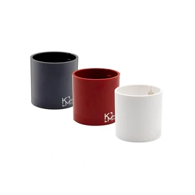 Imagen de KalaMitica Juego de 3 cilindros magnéticos 6,5 cm blanco, rojo, plomo Contenedores almacenamiento o porta macetas magnéticas con imán potente para pizarras pared