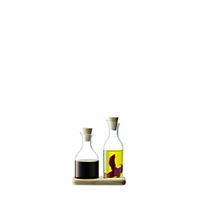 Imagen de LSA International Serve SZ46 Juego de aceitera y vinagrera, con base roble, 15 cm largo, transparente
