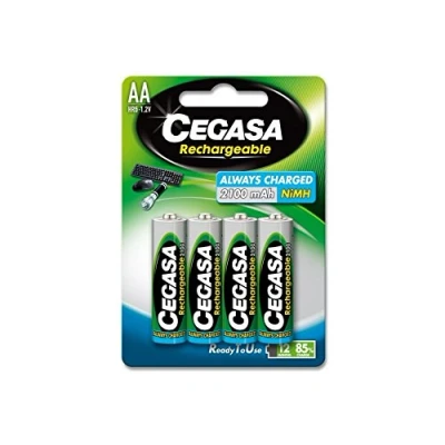 Imagen de CEGASA Rechargeable Pack 4 Pilas HR6 RTU, Color Verde