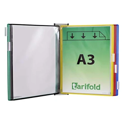 Imagen de Tarifold Es 413109 Expositor de pared A3 para catálogos con 10 fundas PVC, colores surtidos