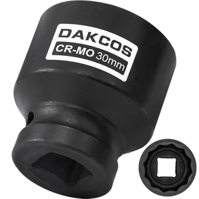 Imagen de DAKCOS llave de impacto 1/2 pulgada 30 mm, 12 ponit, impacto, herramienta eje transmisión, enchufe CR MO