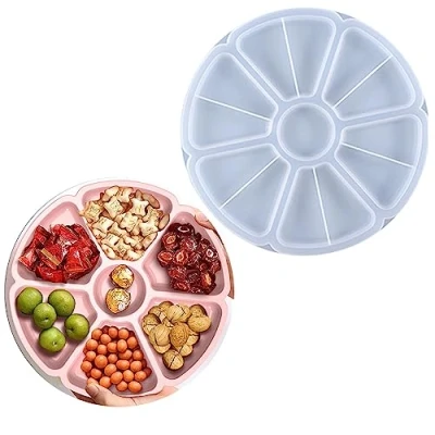Imagen de KyeeaDIY Molde de Resina para Bandeja Frutas Moldes Flores Epoxi Grandes Bandejas Tray Resin Mold Agata Sintética, Tabla Servir (Molde bandeja)