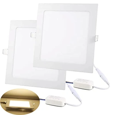Imagen de NRGDILY Foco empotrable LED, 15W Downlight LED Panel Extraplano, Cuadrado Metálico Ø 190mm, Ojos de Buey, Blanco Cálido 3000K, Incluye Transformador, 2 Pack