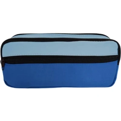 Imagen de Dohe Estuche Escolar 3 Compartimentos Cierre de Cremalleras, Poliéster Resistente y Ecológico, 21x6x9 cm, Material Duo Azul