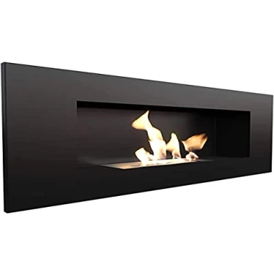 Imagen de Biochimenea DELTA2 de KRATKI, 400 x 900 cm, contenedor 0,5 litros, Color Negro, sin Cristal, Chimenea Pared etanol, Ideal para casa, salón o Dormitorio, con Certificado TÜV Rheinland
