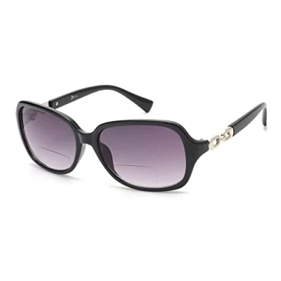 Imagen de JM Gafas de Sol Lectura Bifocales Redondas para Mujer Vintage Lector Protección UV Negro +4.0
