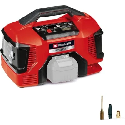 Imagen de Einhell Compresor con batería PRESSITO 18/21 Power X Change (iones de Li, 18V, bomba alta y baja presión, indicador presión digital, función apagado auto, sin ni cargador)