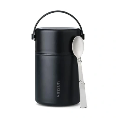 Imagen de VINSUN Termo para Comida 800ml con Cuchara Acero Inoxidable, a Prueba de Fugas, Sólidos y Líquidos Fiambrera Termica Doble Pared Trabajo, Escuela, Senderismo