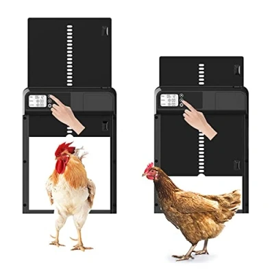 Imagen de Puerta Automática para Gallinero, Ip66 Impermeable De Jaula con Ajuste Manual Tiempo, Funciona Pilas, Pollo,para El Cuidado Aves Corral