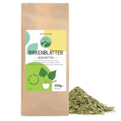 Imagen de Hojas de Abedul Cortadas 250g Alpi Nature, Té Sueltas, Secas para la Preparación Abedul, Hierbas y