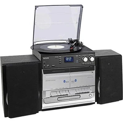 Imagen de Denver DAB/DAB+ Tocadiscos para reproductor de grabaciones, casete, CD HiFi con grabación USB y lector tarjetas memoria MRD 166