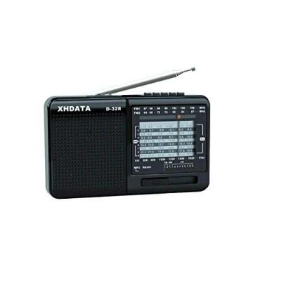 Imagen de XHDATA D 328 Radio Portatil Pequeña Mini Am FM SW con Reproductor de Tarjeta SD MP3 Transistores Bateria Recargable Negro