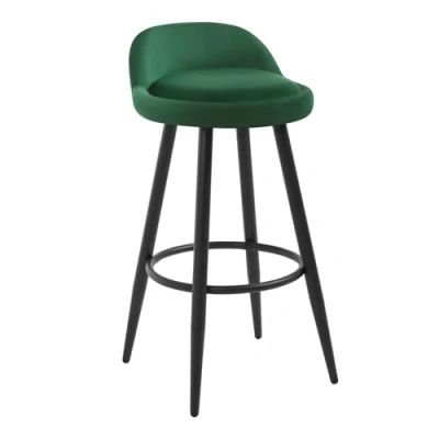 Imagen de WOLTU 1X Taburete Alto de Cocina Bar con Reposapiés Tapizado en Terciopelo Silla Alta Metal Verde Oscuro BH296dgn 2