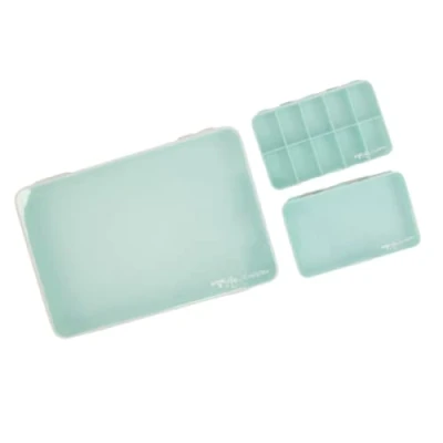Imagen de Craftelier Set de 3 Cajas Almacenaje y Organización para Materiales Scrapbooking Manualidades 2 Tamaños: Caja Grande 26,5 x 17,8 4,2 cm Pequeñas 14,6 9,1 3,2 Color Turquesa