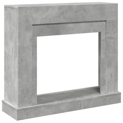 Imagen de vidaXL Borde de Chimenea Madera ingeniería Gris hormigón 100x30x87,5cm, Envolvente Chimenea, repisa