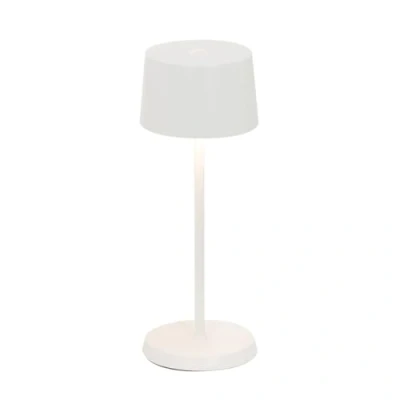 Imagen de Zafferano, Olivia Micro Lamp, Lámpara de Mesa Portátil y Recargable con Control Táctil, para Salón Exterior, Atenuador, 2200 3000 K, Altura 20 cm, Color Blanco