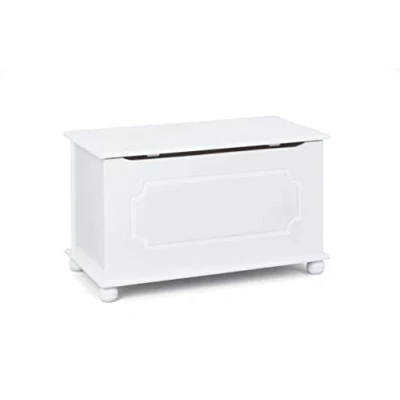 Imagen de Inter Link Baúl de madera maciza almacenaje Banco con tapa abatible Lacado blanco Emel