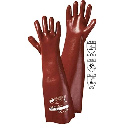 Imagen de L+D 1443 UNI Guantes de goma Rojo Algodón, Vinilo
