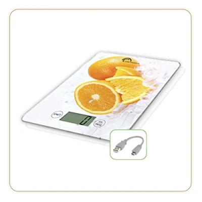 Imagen de LITTLE BALANCE 8545 Slim Orange USB R, Báscula de cocina sin batería, Recargable USB, Reparable, 5 kg, Naranja