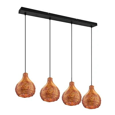 Imagen de Reality Leuchten Lámpara colgante Sprout de ratán, 4 luces, natural