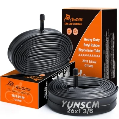 Imagen de YunSCM 2Pcs 37 590 Engrosar 26 Pulgada cámaras de Aire 26x1 3/8 AV32mm Valve Compatible Pulgadas Bicicleta 3 8 x 1