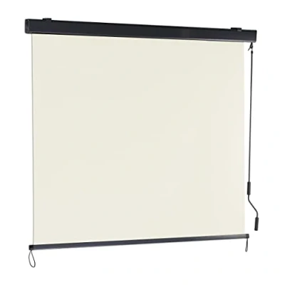 Imagen de Relaxdays Beige Toldo Vertical, 250 x 160 cm, Estor Exterior Manivela, Protección contra Sol y Miradas, Balcón, Terraza, Aluminio, 10 cm