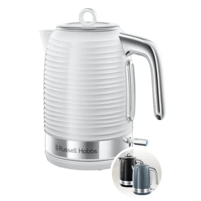 Imagen de Russell Hobbs Hervidor de Agua Eléctrico Inspire 1,7 litros, 2400 W, Filtro Extraíble, Zona Ebullición Rápida, Base 360, Indicador Nivel Agua, Plástico Texturizado, Blanco 24360 70