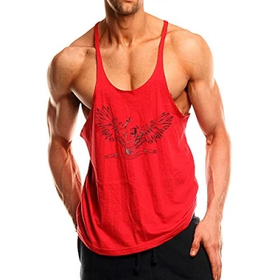 Imagen de Hombre Camiseta sin Mangas Tirantes Deporte Casual Algodón Cuello Redondo ZYZZ01 Rojo S