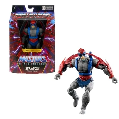 Imagen de Masters of the Universe Masterverse Colección Retro Stratos Figura de acción 17,78cm con 30 Puntos articulación, líder heroico los Hombres alados Accesorios, JBP96