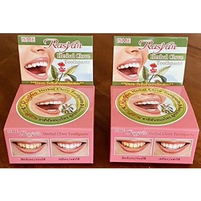 Imagen de 3 pastas toothpaste Rasyan ISME Herbal Clove Tooth paste anti bacteria baño Breath Decay by SMILE LANNA SHOP
