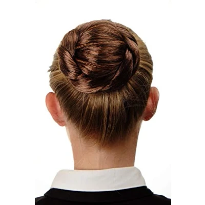 Imagen de WIG ME UP Moño accesorio para el pelo trenzado de manera elegante decorado traje peineta horquilla mezcla castaño oscuro y cobrizo N672 4T30