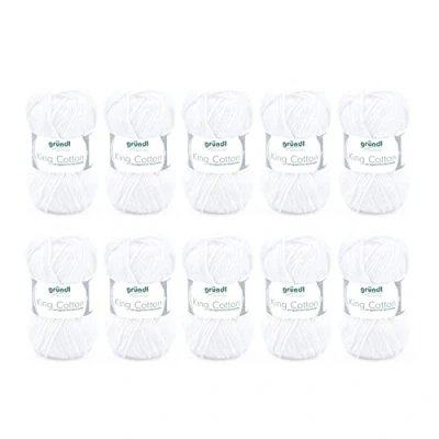 Imagen de Gründl King Cotton (Hilo Suave y voluminoso para Tejer Hacer Ganchillo Compuesto por 55% de poliacrílico 45% algodón, 50 g / 78 m, tamaño Aguja: 6 7, 10 x g), Blanco