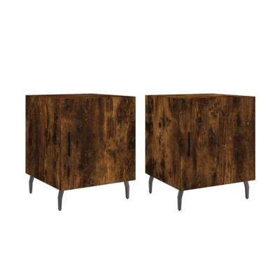Imagen de vidaXL Mesitas Noche 2 uds Madera ingeniería Roble Ahumado 40x40x50 cm