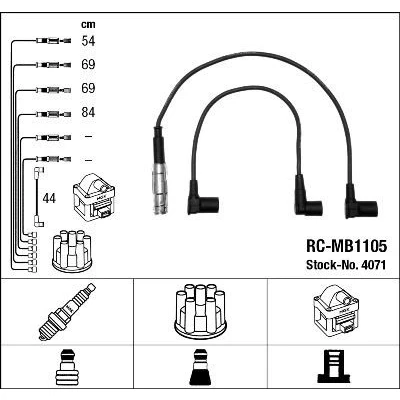 Imagen de NGK 4071 Juego de Cables Encendido 5 MERCEDES BENZ: 190, W124 Berlina, Coupé norauto, oscaro, mister auto