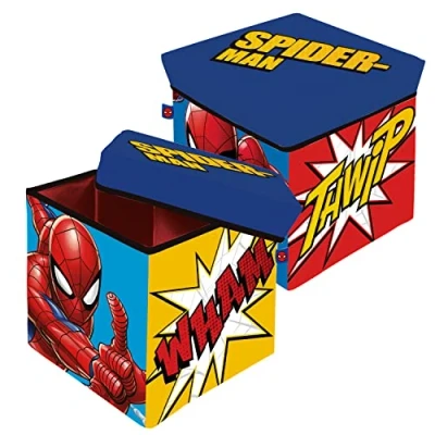 Imagen de ARDITEX Caja con Tapa Spiderman, Cubo de Tela Guardatodo para Ropa, Libros, Juguetes, Pelotas, y Asiento Infantil Sentarse 30 x cm