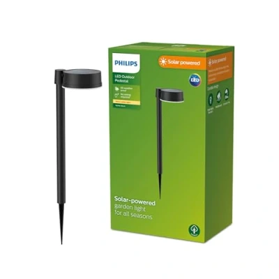Imagen de Philips Lighting Luz para Iluminación Camino Vynce, alimentación solar, formato redondo, 1.5W, 2700K,negro, resistente a intemperie IP44