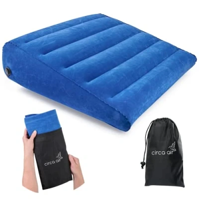 Imagen de Circa Air Almohada Inflable de cuña para Viajes, Ligera y portátil. Viaje Dormir, reflujo ácido, GERD, ronquidos. Espalda, elevación piernas Soporte Rodilla.