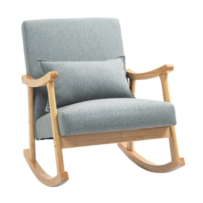 Imagen de HOMCOM Mecedora Moderna para Lactancia con Cojín Lumbar Respaldo Amplio y Base de Madera Carga 120 kg Silla Salón Dormitorio Gris Claro
