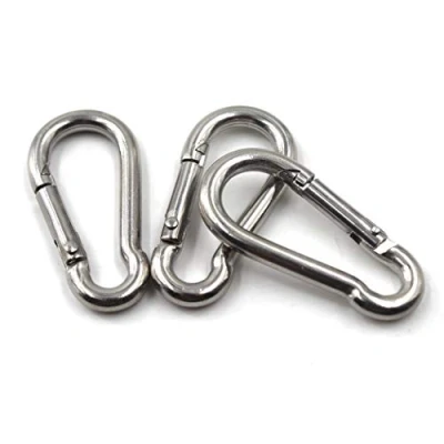 Imagen de M4 5/32 pulgadas 304 de acero inoxidable con resorte a presión, gancho cargado, mosquetón bloqueo para el hogar, camping, pesca, senderismo, viajes (10 unidades)