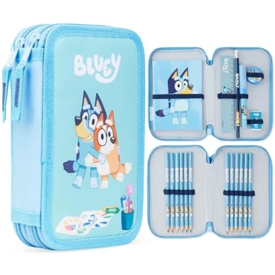 Imagen de Bluey Estuche Escolar con 2 Compartimentos para Niños Papelería Incluida